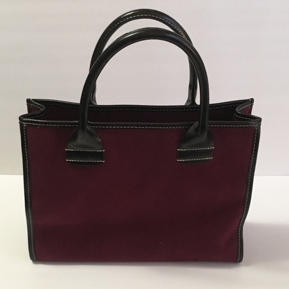 Saks Fifth Avenue Burgundy Tote Hand Bag / Purse - Picture 2 of 12